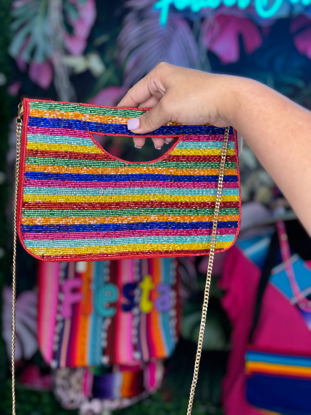 Serape beaded purse