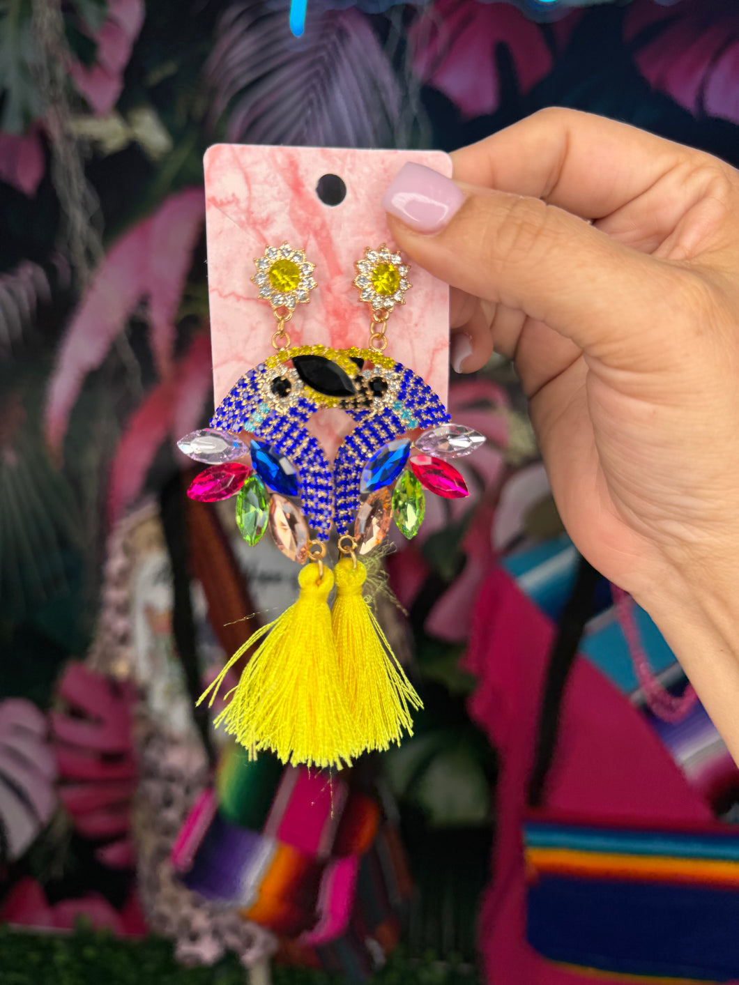 Royal tropical bird earrings