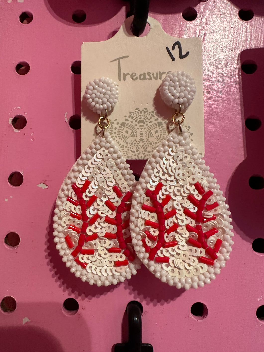 Baseball beaded earrings